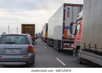Russia, Moscow, April 30, 2018, on the highway of the car in traffic, editorial - Shutterstock ID 1087129076
