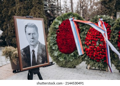 Russia, Moscow: April 8, 2022: Funeral Of Vladimir Zhirinovsky, Leader Of The Liberal Democratic Party Of Russia LDPR