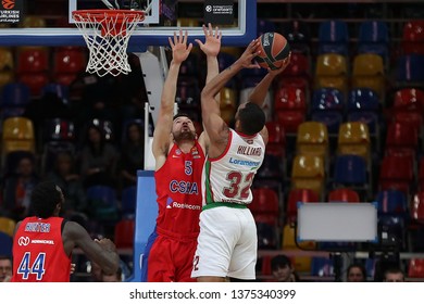 Russia. Moscow. Arena Megasport. April 4, 2019. Alec Peters & Darrun Hilliard During The Euroleague Basketball Match 2018/2019 Between CSKA (Russia) & Baskonia (Spain)