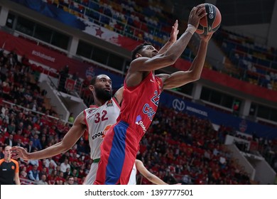 Russia. Moscow. Arena Megasport. April 16, 2019. Darrun Hilliard & Cory Higgins During The Euroleague Basketball Match 2018/2019 Between CSKA (Russia) & Baskonia (Spain)