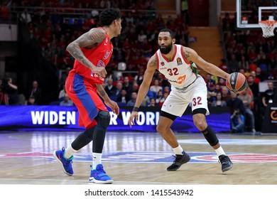 Russia. Moscow. Arena Megasport. April 18, 2019. Will Clyburn & Darrun Hilliard During The Euroleague Basketball Match 2018/2019 Between CSKA (Russia) & Baskonia (Spain)