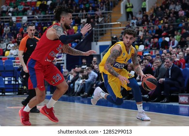 Russia. Moscow. Arena Megasport. January 11, 2019 ã. Daniel Hackett And Scottie Wilbekin During The Euroleague Basketball Match 2018/2019 Between CSKA (Russia) Vs Maccabi (Israel)