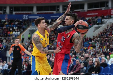 Russia. Moscow. Arena Megasport. January 11, 2019 ã. Scottie Wilbekin And Daniel Hackett During The Euroleague Basketball Match 2018/2019 Between CSKA (Russia) Vs Maccabi (Israel)