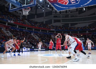 Russia. Moscow. Arena Megasport. March 8, 2019. Kyle Hines During The Euroleague Basketball Match 2018/2019 Between CSKA (Russia) & Olimpia (Italy)