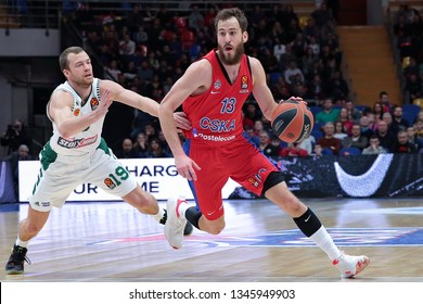 Russia. Moscow. Arena Megasport. March 15, 2019. Lukas Lekavicius And Sergio Rodriguez During The Euroleague Basketball Match 2018/2019 Between CSKA (Russia) & Panathinaikos (Greece)