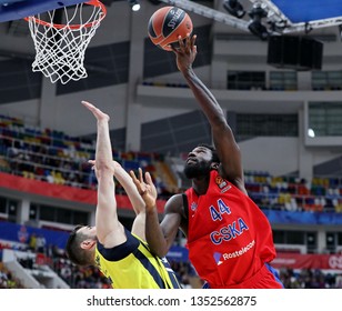 Russia. Moscow. Arena Megasport. March 21, 2019. Nikola Kalinic & Othello Hunter During The Euroleague Basketball Match 2018/2019 Between CSKA (Russia) & Fenerbahce (Turkey)