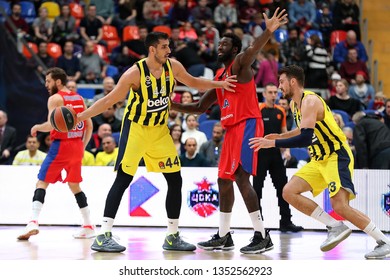 Russia. Moscow. Arena Megasport. March 21, 2019. Ahmet Duverioglu & Othello Hunter During The Euroleague Basketball Match 2018/2019 Between CSKA (Russia) & Fenerbahce (Turkey)