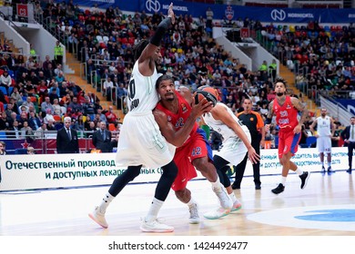 Russia. Moscow. Arena Megasport. October 18, 2018. Jeremy Evans & Kyle Hines During The Euroleague Basketball Match 2018/2019 Between CSKA (Russia) & Darussafaka (Turkey)