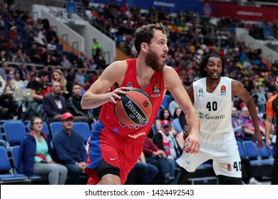 Russia. Moscow. Arena Megasport. October 18, 2018. Sergio Rodriguez & Jeremy Evans During The Euroleague Basketball Match 2018/2019 Between CSKA (Russia) & Darussafaka (Turkey)