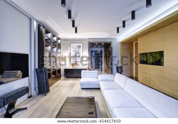 Russia Moscow Modern Interior Design Living Stock Photo