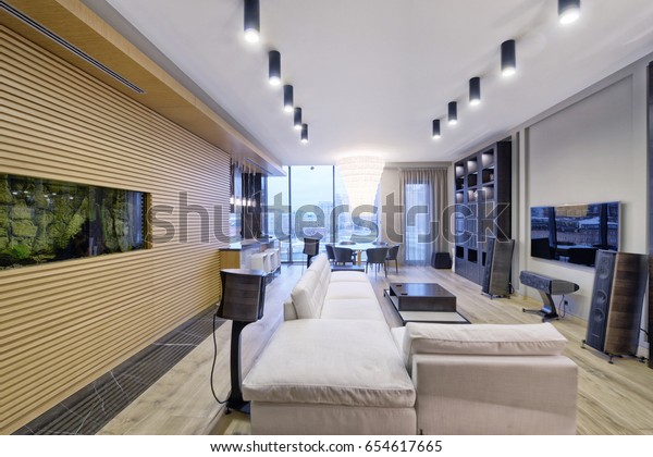 Russia Moscow Modern Interior Design Living Stock Photo