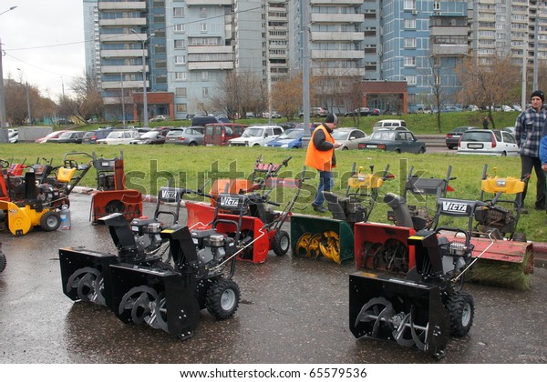 RUSSIA, MOSCOW - OCT 30: Exhibition of technics
for cleaning of streets in SVAO disctrict 