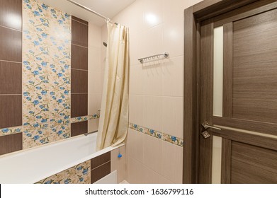 Russia, Moscow- October 10, 2019: interior room apartment modern bright cozy atmosphere. general cleaning, home decoration, bathroom, sink, decoration elements, toilet - Shutterstock ID 1636799116