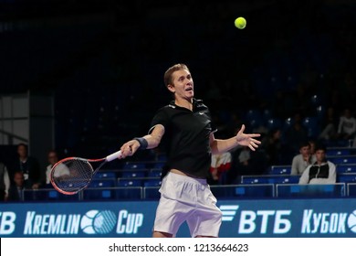 Russia. Moscow. Olympic Stadium. October 14, 2018. Tennis Player  Egor Gerasimov (Belarus) In The Qualifying Match Of VTB Kremlin Cup.