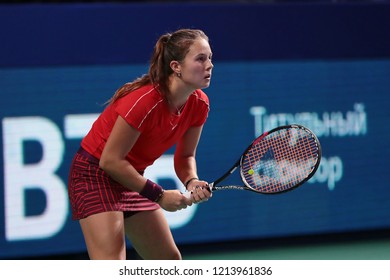 Russia. Moscow. Olympic Stadium. October 17, 2018. Tennis Player Darya Kasatkina (Russia) In The 2-nd Round Match Of VTB Kremlin Cup.