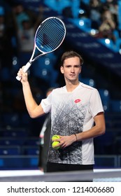 Russia. Moscow. Olympic Stadium. October 18, 2018. Tennis Player Daniil Medvedev (Russia) In The 2-nd Round Match Of VTB Kremlin Cup.