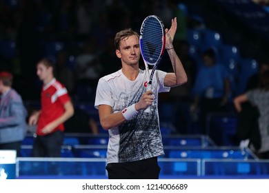 Russia. Moscow. Olympic Stadium. October 18, 2018. Tennis Player Daniil Medvedev (Russia) In The 2-nd Round Match Of VTB Kremlin Cup.