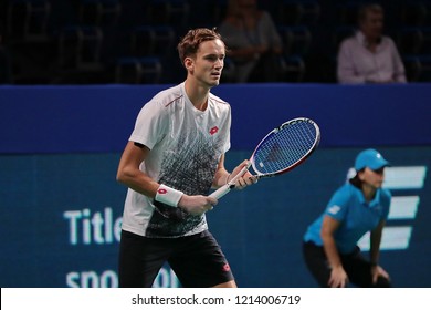 Russia. Moscow. Olympic Stadium. October 18, 2018. Tennis Player Daniil Medvedev (Russia) In The 2-nd Round Match Of VTB Kremlin Cup.