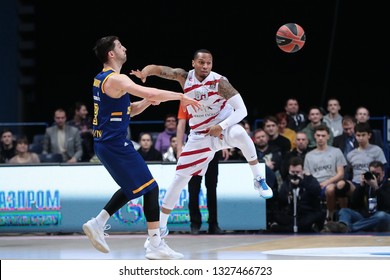 Russia. Moscow Region. Arena Mytishchi. February 28, 2019 ã. Stefan Markovic And Curtis Jerrells During The Euroleague Basketball Match 2018/2019 Between Khimki (Russia) And Olimpia Milan (Italy)