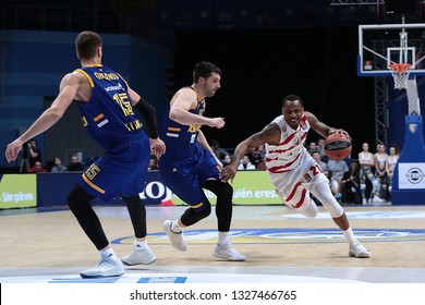 Russia. Moscow Region. Arena Mytishchi. February 28, 2019 ã. Stefan Markovic And James Nunnally During The Euroleague Basketball Match 2018/2019 Between Khimki (Russia) And Olimpia Milan (Italy)