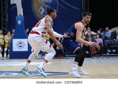 Russia. Moscow Region. Arena Mytishchi. February 28, 2019 ã. Curtis Jerrells And Stefan Markovic During The Euroleague Basketball Match 2018/2019 Between Khimki (Russia) And Olimpia Milan (Italy)