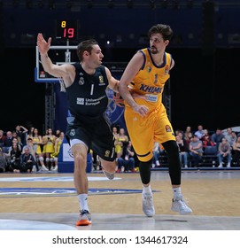 Russia. Moscow Region. Arena Mytishchi. March 14, 2019. Fabien Causeur & Alexey Shved During The Euroleague Basketball Match 2018/2019 Between Khimki (Russia) & Real (Spain)