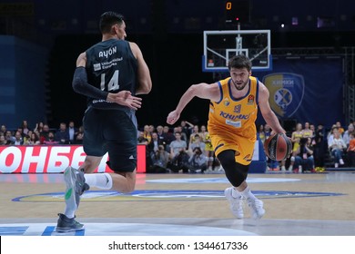 Russia. Moscow Region. Arena Mytishchi. March 14, 2019. Gustavo Ayon & Stefan Markovic During The Euroleague Basketball Match 2018/2019 Between Khimki (Russia) & Real (Spain)