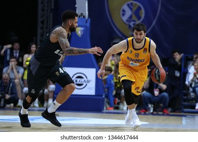 Russia. Moscow Region. Arena Mytishchi. March 14, 2019. Jeffery Taylor & Stefan Markovic During The Euroleague Basketball Match 2018/2019 Between Khimki (Russia) & Real (Spain)