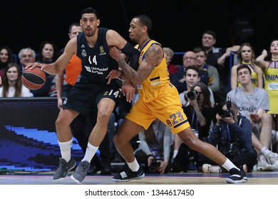 Russia. Moscow Region. Arena Mytishchi. March 14, 2019. Gustavo Ayon & Malcolm Thomas During The Euroleague Basketball Match 2018/2019 Between Khimki (Russia) & Real (Spain)