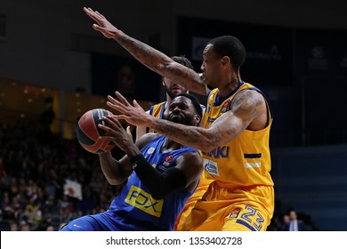 Russia. Moscow Region. Arena Mytishchi. March 22, 2019. Jeremy Pargo & Malcolm Thomas During The Euroleague Basketball Match 2018/2019 Between Khimki (Russia) & Maccabi (Israel)