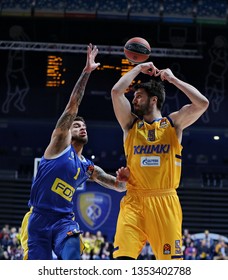 Russia. Moscow Region. Arena Mytishchi. March 22, 2019. Scottie Wilbekin & Stefan Markovic During The Euroleague Basketball Match 2018/2019 Between Khimki (Russia) & Maccabi (Israel)