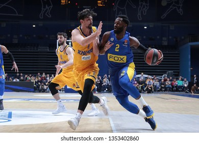 Russia. Moscow Region. Arena Mytishchi. March 22, 2019. Alexey Shved & Jeremy Pargo During The Euroleague Basketball Match 2018/2019 Between Khimki (Russia) & Maccabi (Israel)