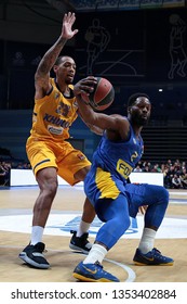 Russia. Moscow Region. Arena Mytishchi. March 22, 2019. Malcolm Thomas & Jeremy Pargo During The Euroleague Basketball Match 2018/2019 Between Khimki (Russia) & Maccabi (Israel)