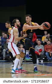 Russia. Moscow Region. Arena Mytishchi. November 14, 2019. Sergio Rodriguez & Chris Kramer During The Euroleague Basketball Match 2019/2020 Between Khimki (Russia) & Olimpia Milan (Italy)