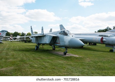 RUSSIA, MOSCOW REGION, MONINO, - August 09, 2017: Museum Of The Air Force.
The Yak-141, Or Article 48-3 (multipurpose Supersonic All-weather Carrier-based Aircraft Vertical/short Takeoff And Landing)