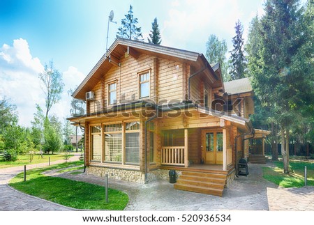 Russia, Moscow region, wooden house in the cottage