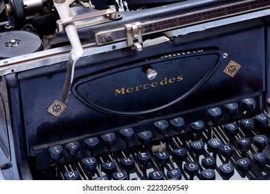 Russia, Russia - November 01, 2022: Vintage Mercedes Typewriter. Vintage Things That Still Work.