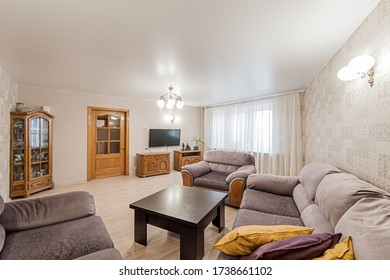 Russia, Omsk- January 10, 2020, 2019: standard room interior apartment. view kind of decor home decoration in hostel house for sale - Shutterstock ID 1738661102