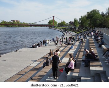 Russia Penza MAY 9, 2022: Sura River Embankment In Penza