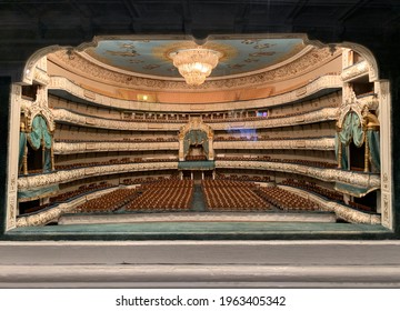 Russia, Saint Petersburg, 2021, April 1: Chandelier At The Mariinsky Theatre