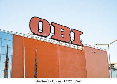 Russia, Saint-Petersburg, 08.03.2020, OBI Lettering, From Obi Hardware Store. Entrance Of OBI Trade Center.