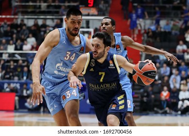 Russia. Saint-Petersburg. Sibur Arena. November 29, 2019. Gustavo Ayon & Facundo Campazzo During The Euroleague Basketball Match 2019/2020 Between Zenit (Russia) & Real Madrid (Spain)