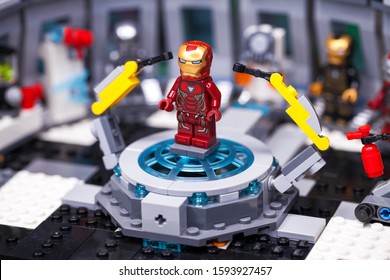 RUSSIA, SAMARA, DECEMBER 18, 2019. Constructor Lego Super Heroes  - Iron Man Laboratory