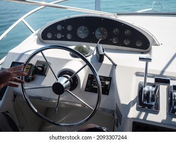 Russia, Sochi 05.10.2019. Pleasure boat steering in the afternoon