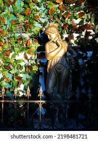 Russia, Sochi 21.05.2022. Greek Sculpture Of A Woman In Bronze. Statuette Of Venus In The Garden