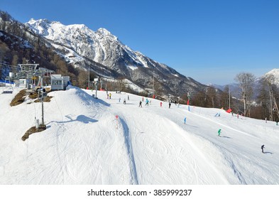 Russia, Sochi, The Slopes Of The Ski Resort Rosa Khutor