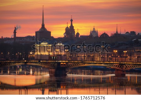 Russia StPetersburg Sunrises and sunsets Bridges.