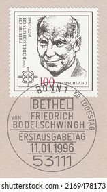 RUSSIA - TOPKI, June 20, 2022: Stamp Printed In Germany, Shows Friedrich Von Bodelschwingh (1877-1946) - German Pastor, Theologian And Public Health Advocate. Postmark Bonn, Circa 1996