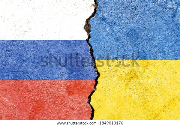 Russia VS Ukraine national flags icon grunge\
pattern on broken weathered cracked concrete wall background,\
abstract Russia Ukraine politics relationship divided conflicts\
concept texture\
wallpaper