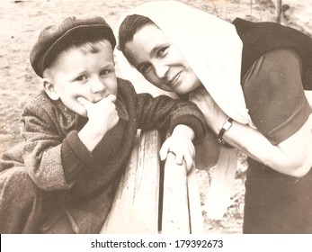 Russia,May 1,1960 Vintage Photo Mom Son Meeting